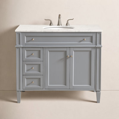 Rivers 40" Carrara Marble Single Bathroom Vanity