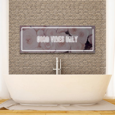 Toile moderne blanche - Good Vibes Only Roses | Décoration intérieure