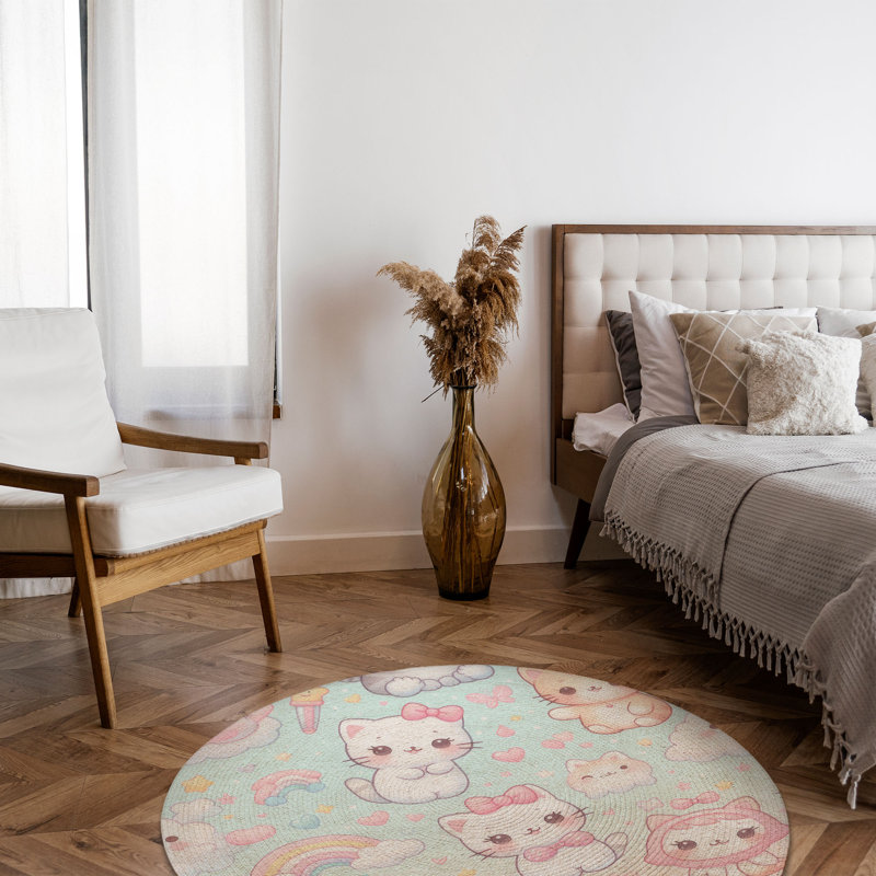 Tapis pastel Kitty Love, Rond 5 pi