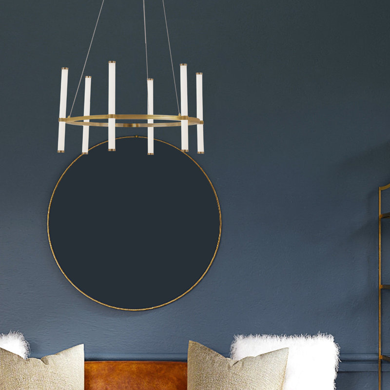Lustre cylindrique à DEL à 6 lumières Farhanaaz, Laiton vieilli