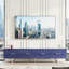 Meuble télé haute brillance bleu 78,7 po x 13,8 po 17,8 po, apparence moderne, tiroirs pour accessoires et pieds de style contemporain, poignées de rangement-130530519