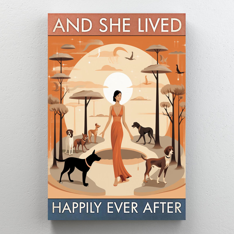 «Dogs And She Lived Happily» sur toile, H 36 po x l 24 po x P 1,25 po