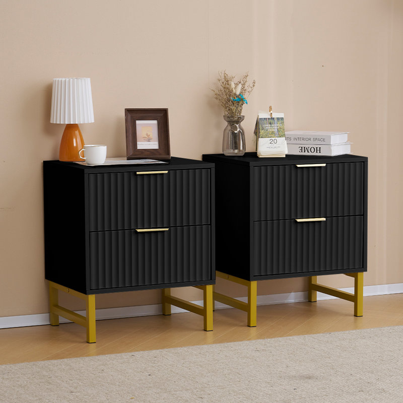 Ridged 4Pcs Bedroom Set, Black