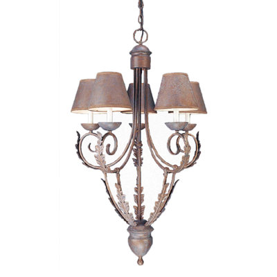 Lustre candélabre classique / traditionnel à 5 lumières avec abat-jour en papier Sherrard Prairie Rock