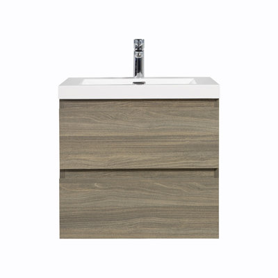 Meuble-lavabo mural 24 po avec lavabo en résine et tiroirs à fermeture en douceur 24 po