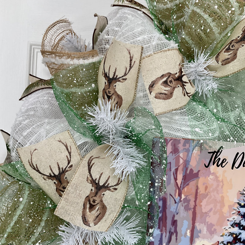 Couronne de porte personnalisable Winter Deer, Oui