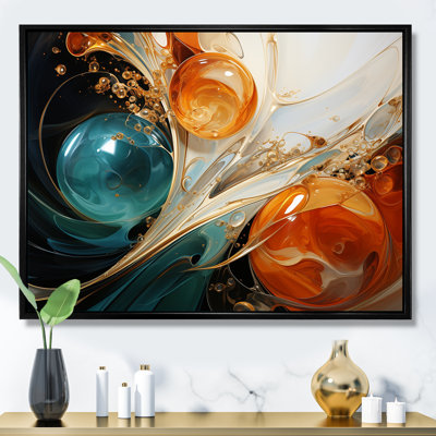 Orange et orange, planètes vagues IV - art mural abstrait