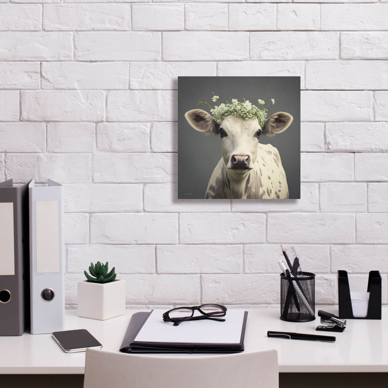 «Cow-ntry Charm» par Seven Trees Designs, art mural sur toile, H 12 po x l 12 po x P 0,75 po