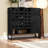 44.49" Black Woven Door Accent Buffet Cabinet with Arched Doors, Adjustable Shelves & Metal Legs - Versatile Storage for Kitchen, Living Room, Dining Room & Entryway-1592325776