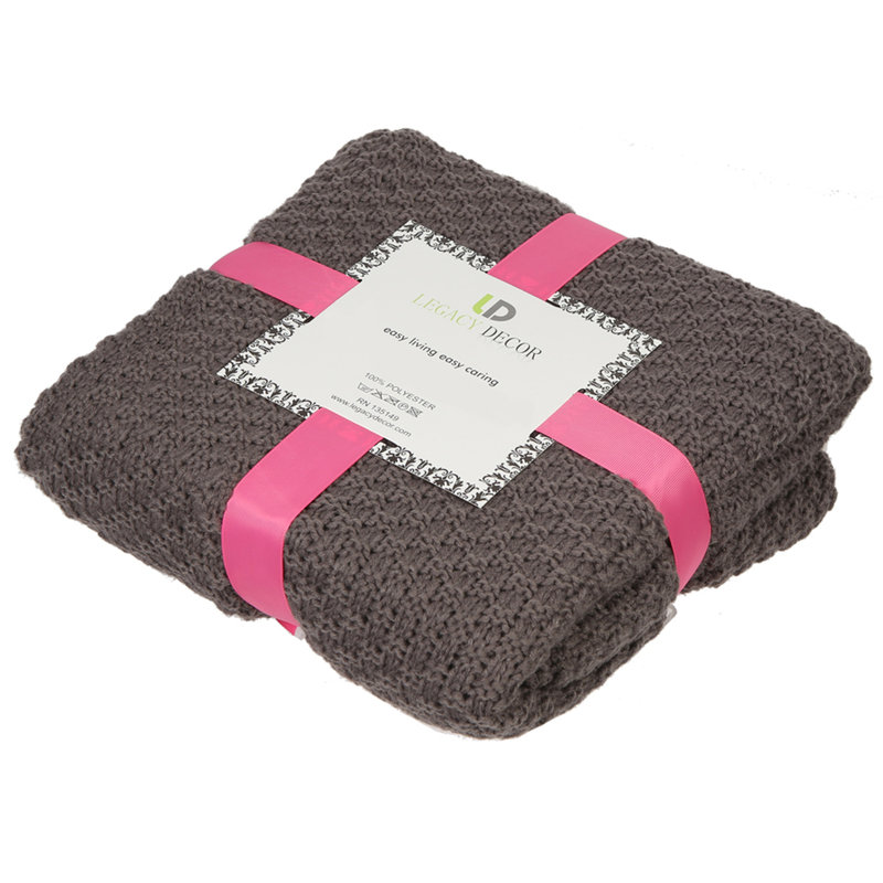 Knitted Throw Blanket, Charcoal