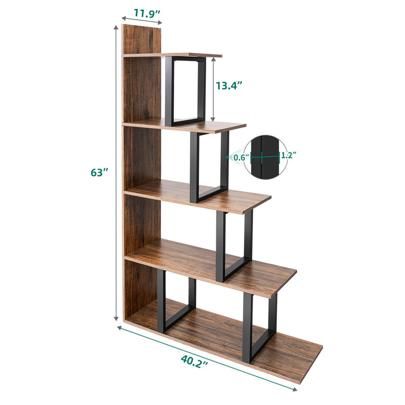 160cm H x 102cm W Bookcase, Retro Brown