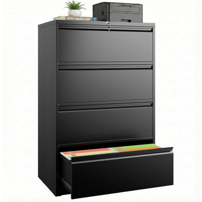 4 Drawer Lateral File Cabinet with Lock Heavy Duty Large Metal Filing Cabinet Home Office Cabinets Wide Steel Cabinets for Legal/Letter Size,Assembly Required