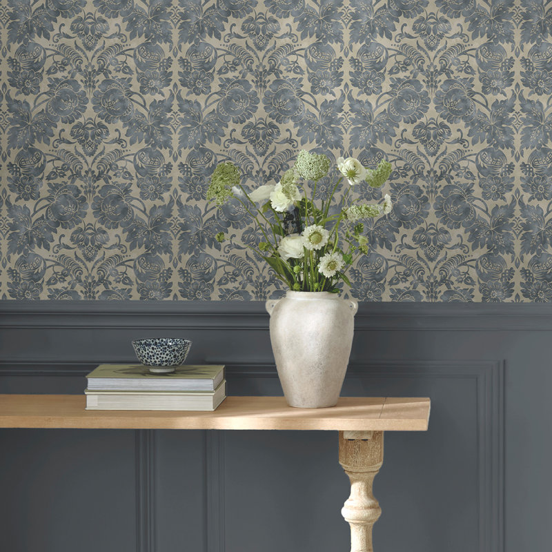 Martha Stewart Florentine Tarn  Wallpaper, Blue