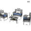 Sièges d'extérieur bleus avec PE, table en verre trempé, coussins moelleux pour meubles-945930035