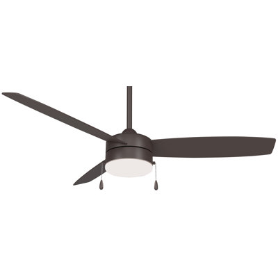 54" 3 - Blade LED Smart Standard Ceiling Fan with Pull Chain and Light Kit Included