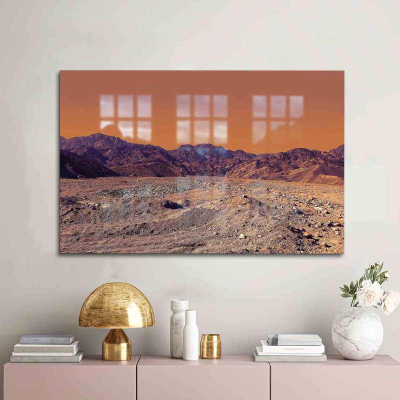 Paysage désertique suspendu, art mural en verre 3D parfait pour la décoration de bureau et fait un excellent cadeau personnalisé