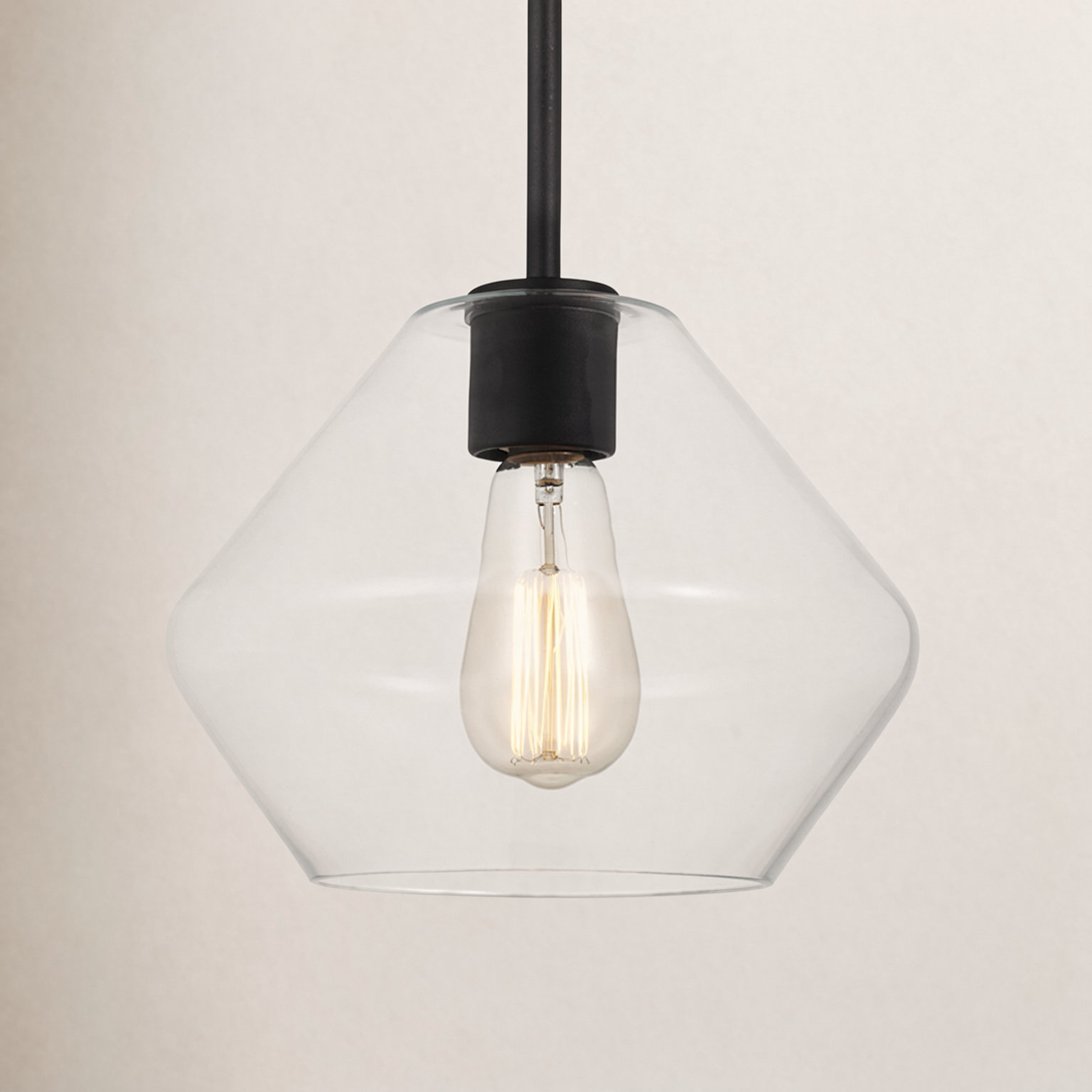 Rooks Dimmable Single Light Pendant, Black
