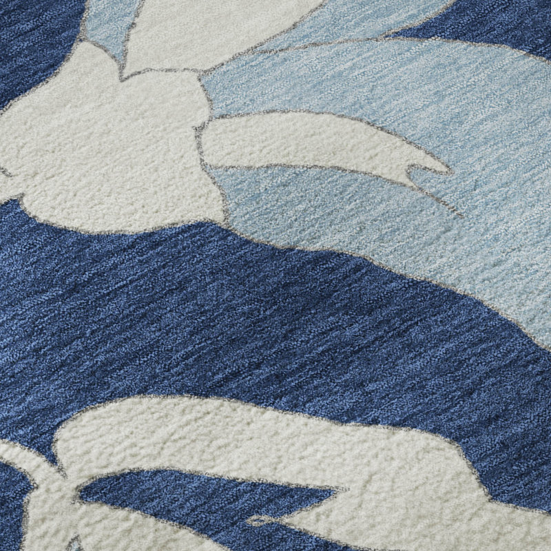 Premium Machine Washable Prisco Navy Rug, Rectangle 1'8" x 2'6"