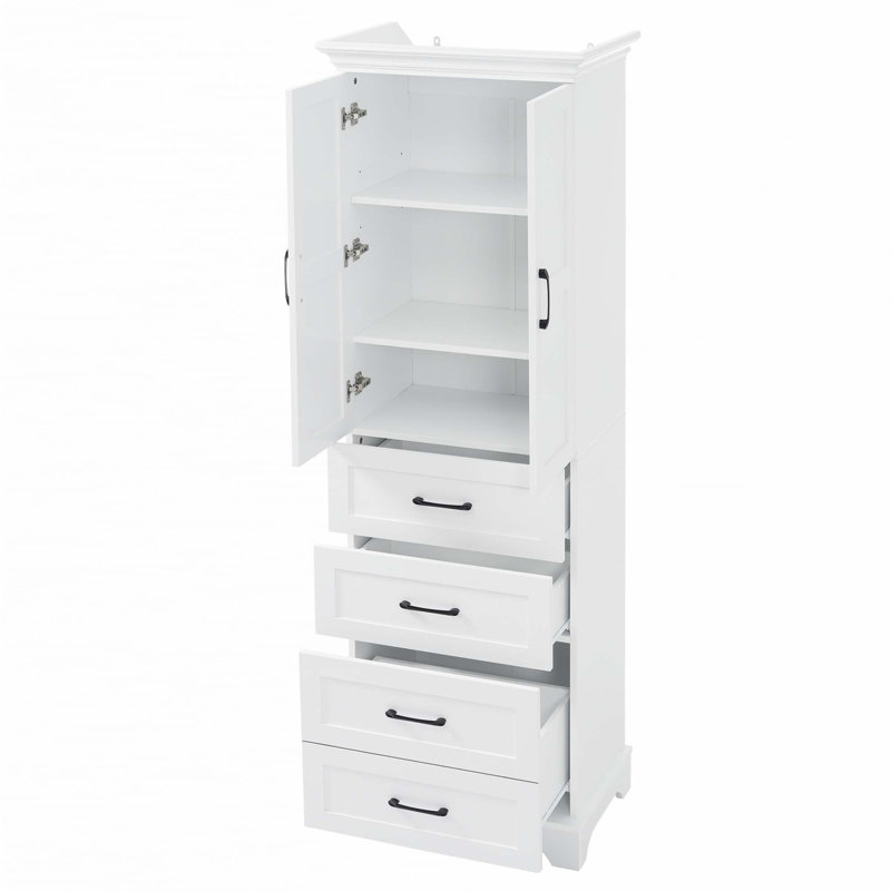 Armoire de salle de bain autoportante de 71,6 po de hauteur avec tablettes réglables