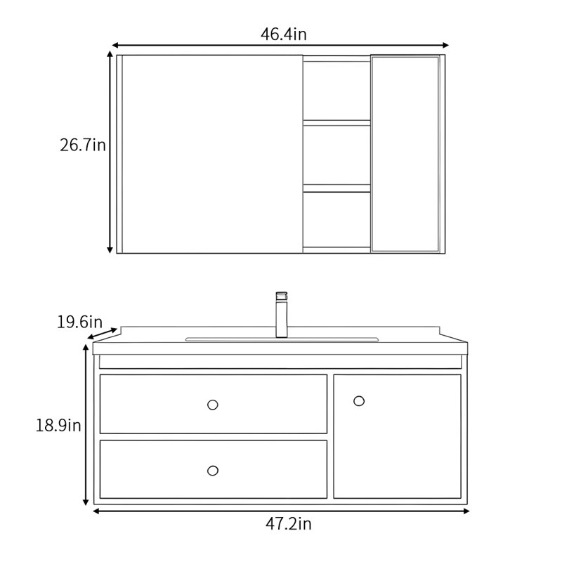 Retro light luxury simple bathroom cabinet