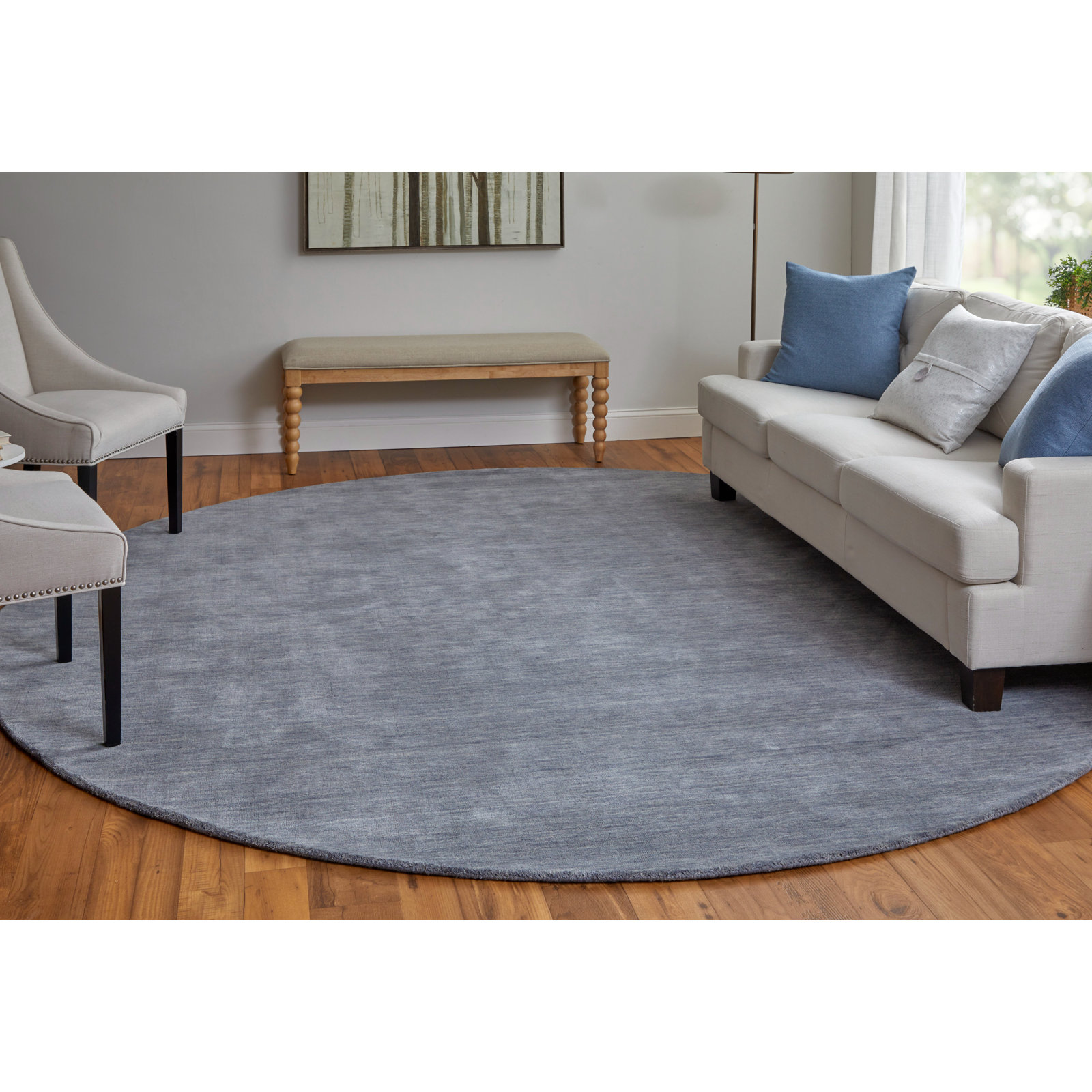 Kaden Handmade Wool Smoke Rug, Round 10'