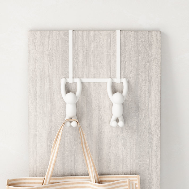 Buddy White Plastic Over-the-Door Double Hook Rack
