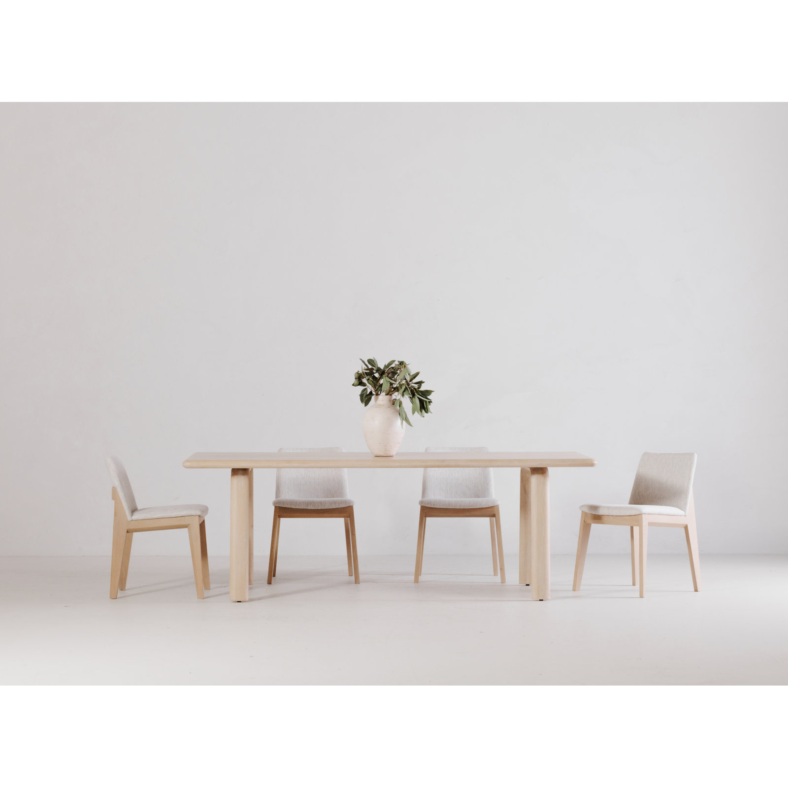 Anrey Solid Wood Upholstered Dining Chair, Gray, Natural