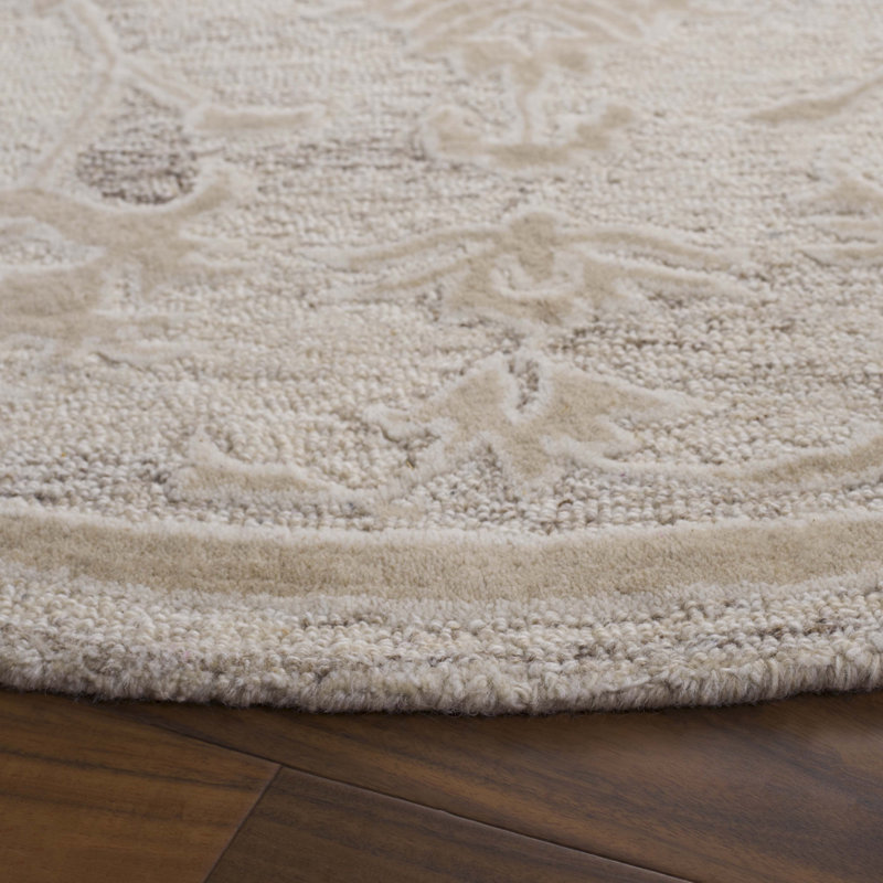 Ebony Hand Tufted Wool Pile Oriental Rug, Round 6'