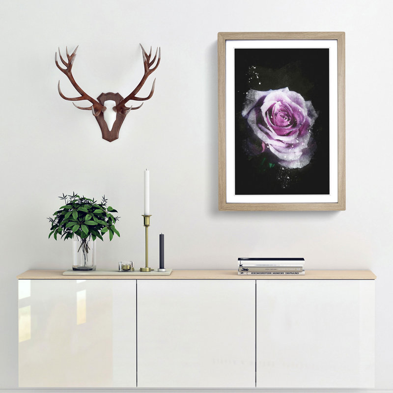 The Pale Purple Rose - Framed Print, 87cm H x 62cm W x 2cm D, Oak Framed