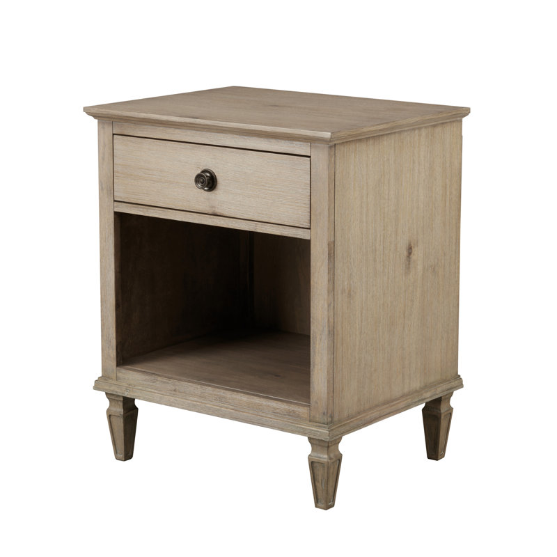VIctoria One-Drawer Wood Nightstand with Shelf, Light Natural