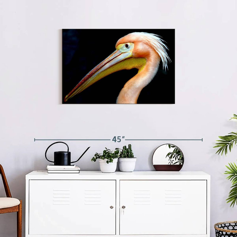 Peach Pelican Profile, 20" H x 30" W