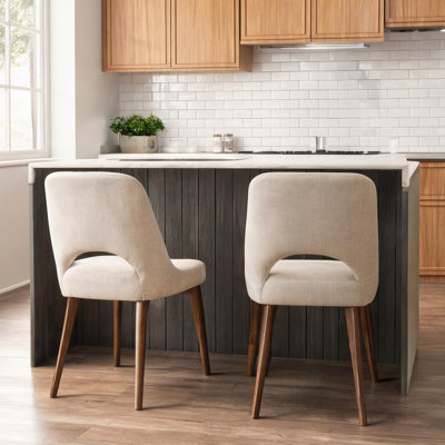 Chaises d'appoint de salle à manger rembourrées en tissu avec structure en bois massif, ensemble de 2 pour sièges de cuisine et de salle à manger