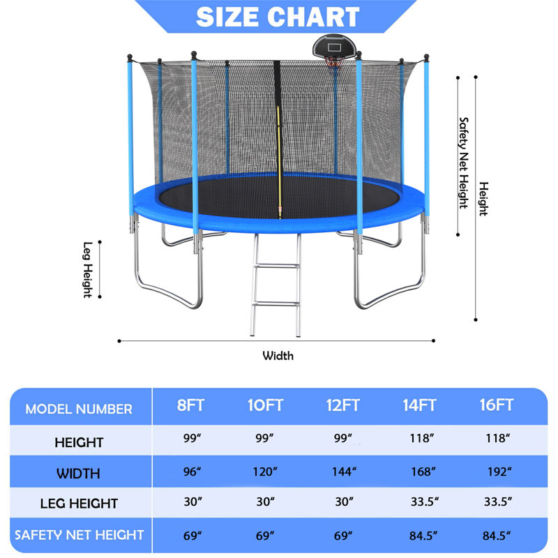 Filet de sécurité à l'intérieur pour trampoline 14 pi avec panier de basketball