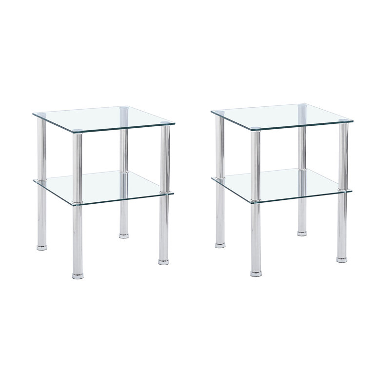 Table d'appoint 2 pièces transparente