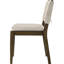 Lot de 2 chaises de salle à manger à dossier plein, pieds fuselés en bois brun et revêtement beige pour un style intemporel. Siège rembourré en mousse et détails à nouer.