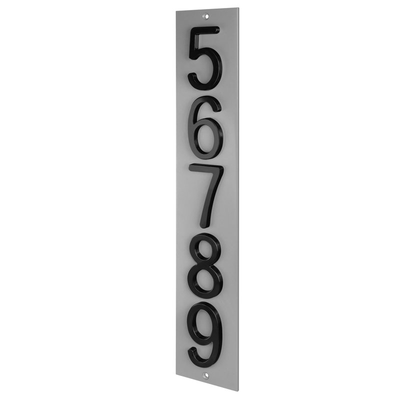 Plaque d'adresse verticale en aluminium Royal Shade, Noir, Blanc, Oui