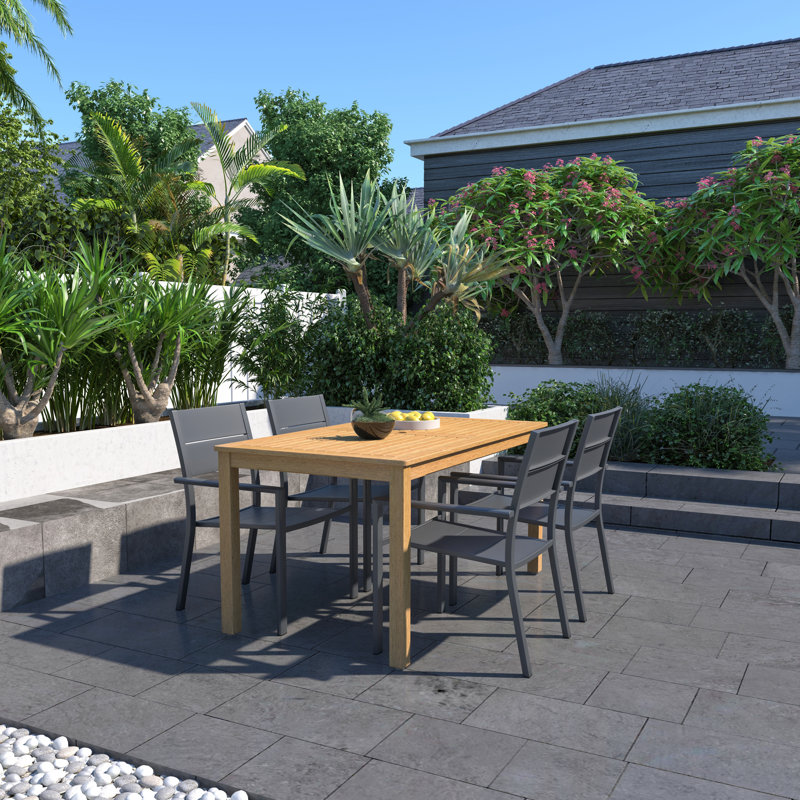 Gray Aluminum Stackable Outdoor Dining Chairs, Set of 4
