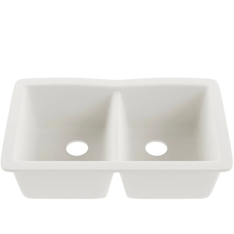 Évier de cuisine à double cuve encastrable en granite, Blanc