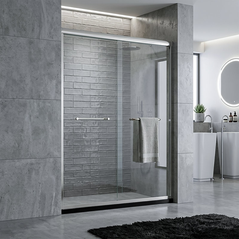 48" W x 72" H  Bright Chrome Sliding Shower Door Clear Glass