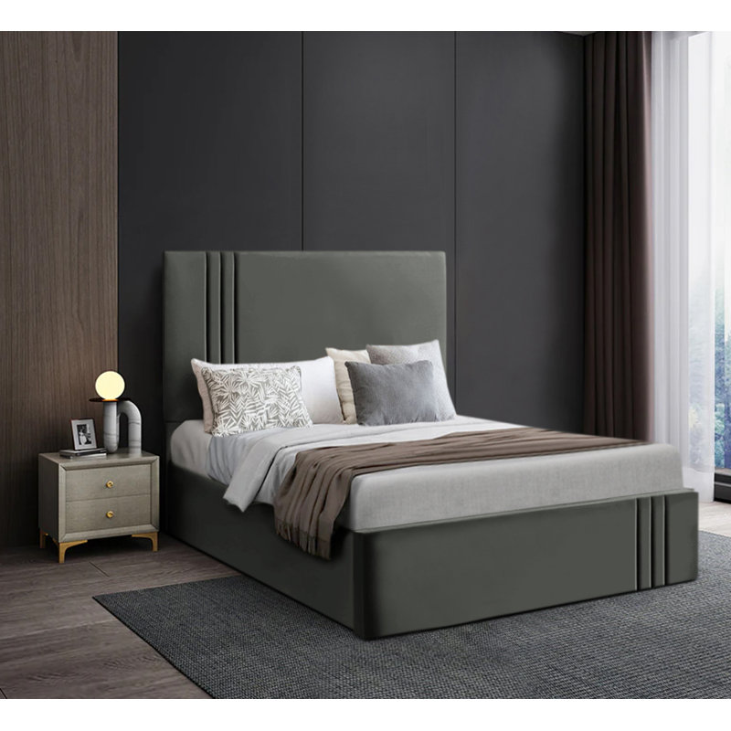 Aironas Upholstered Bed, 91 cm H x 61 cm W, Asphalt