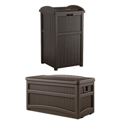 Suncast 46'' W 73 Gallons Water Resistant Resin Lockable Deck Box with Wheels in Brown