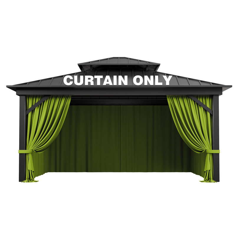 4-Panels Sidewall Curtains For Gazebo, Only Curtains, 78.74" H x 192" W x 144" D, Grass Green