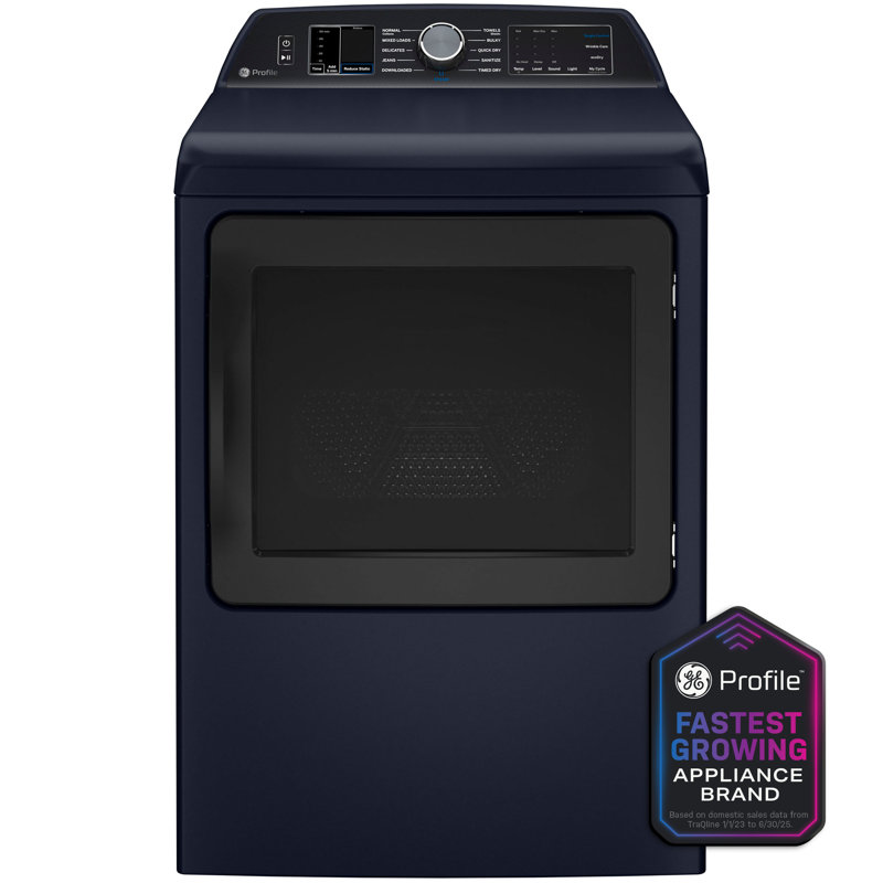 GE Profile ENERGY STAR® 7.3 cu. ft. Capacity Smart Electric Dryer with Steam and Washer Link, Natural Gas