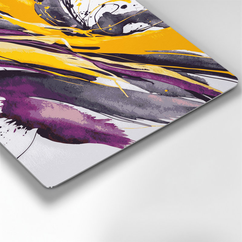 Aquarelle abstraite 83, art mural en métal mauve