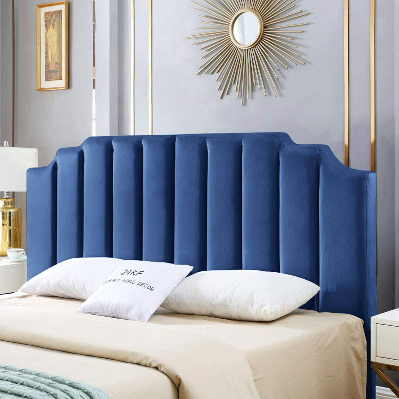 Gabbrielle Tufted Upholstered Headboard, King, Navy Blue