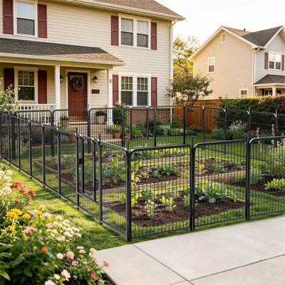 32" H Metal Decorative Garden Fence, 24 Panels, 54 ft Total Length, Folding Border Fence for Flower Beds, Yards, Dogs & Animal Barriers