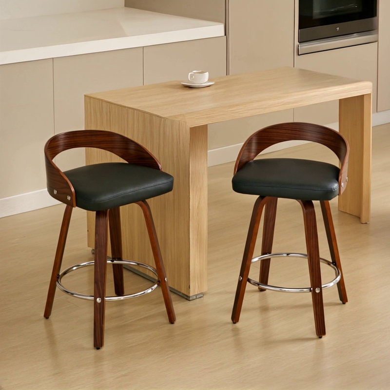Ensemble de 2 tabourets de bar, Similicuir noir