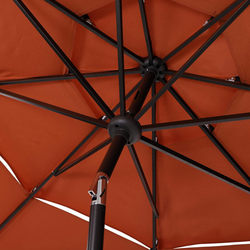 Ensemble de salle à manger long pour 4 personnes 37 "avec parasol Alyah, Rouge