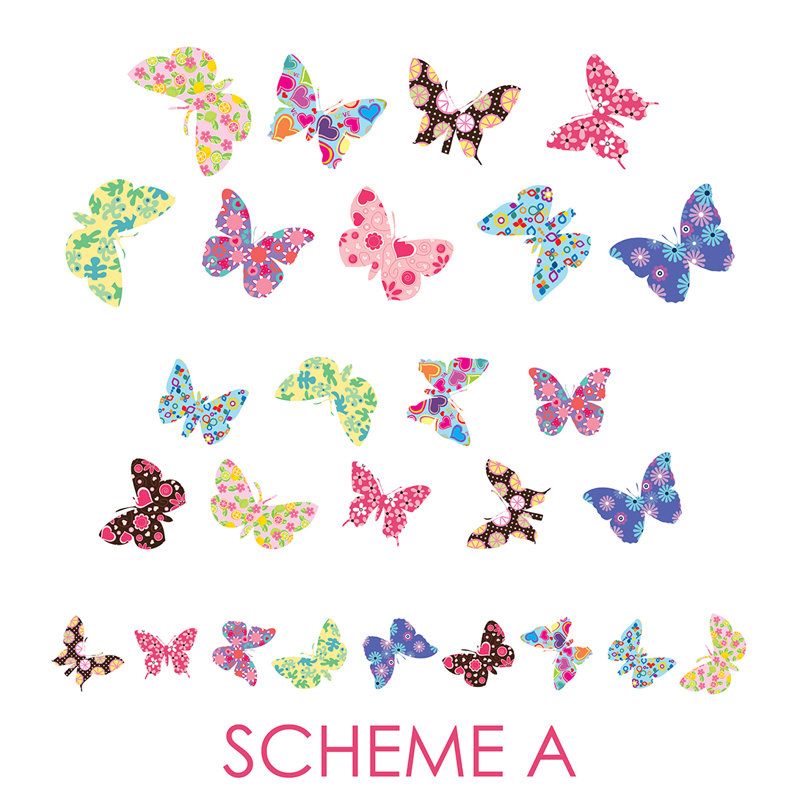 Décalcomanie murale pour chambre papillon, Schéma A