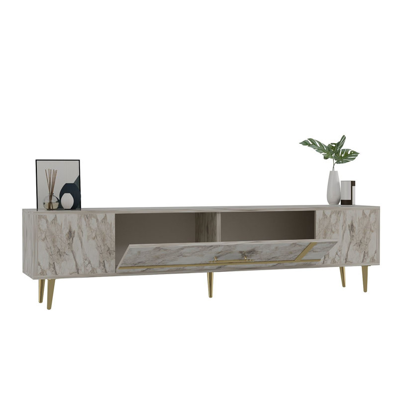 Olivia TV Stand, Vintage White/Gold, 150cm